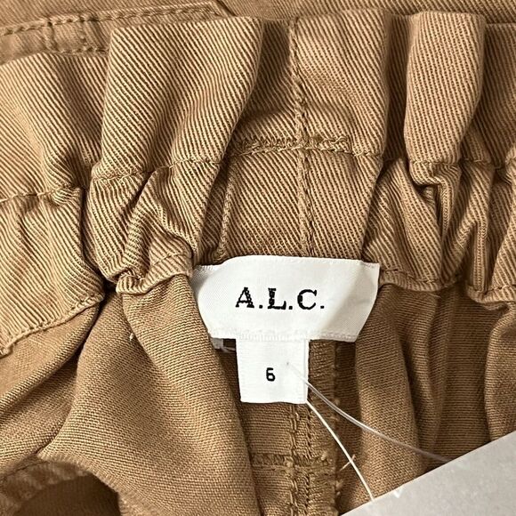 A.L.C Womens Size 6 Brown Cotton Paperbag Belted Cuffed Shorts - Picture 3 of 3
